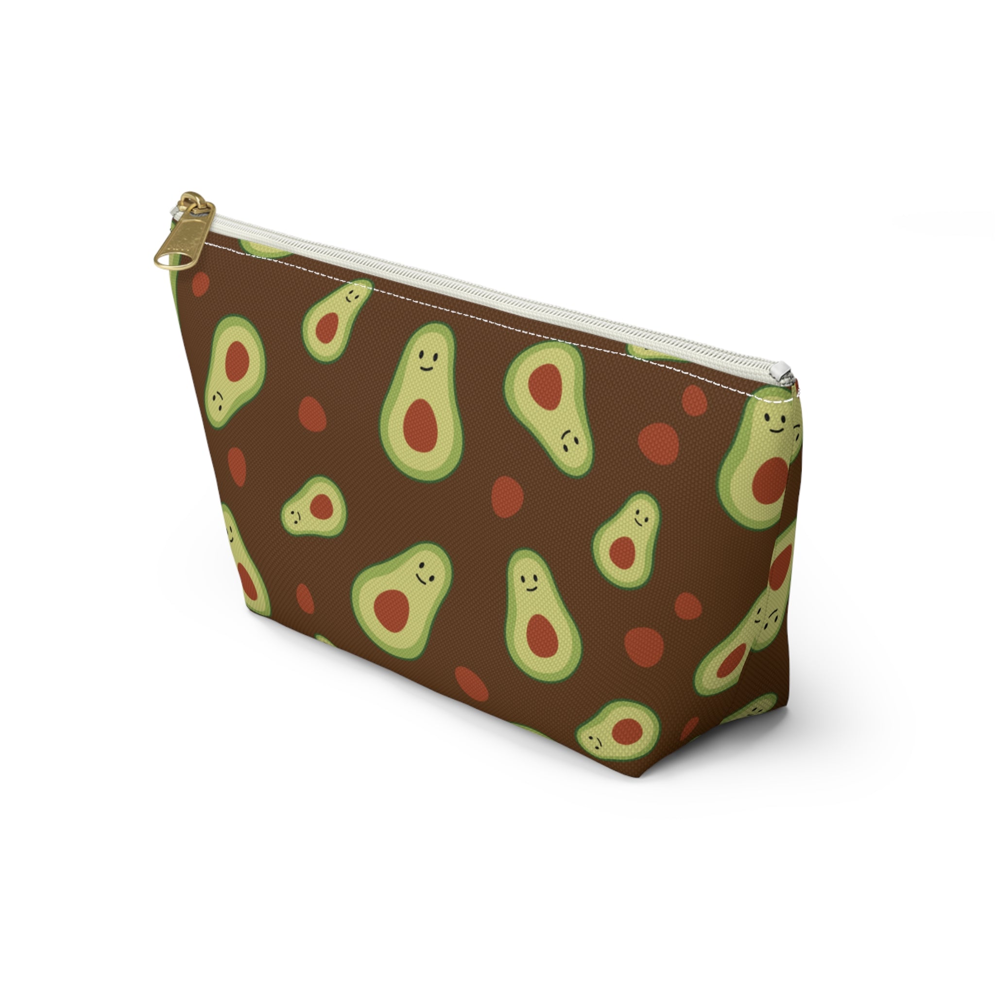 Cute Avocado Accessory Pouch, Zippered Makeup Bag, Pencil Case, Fun Gift for Food Lovers, Cute Avocado Pattern, Eco-Friendly Storage