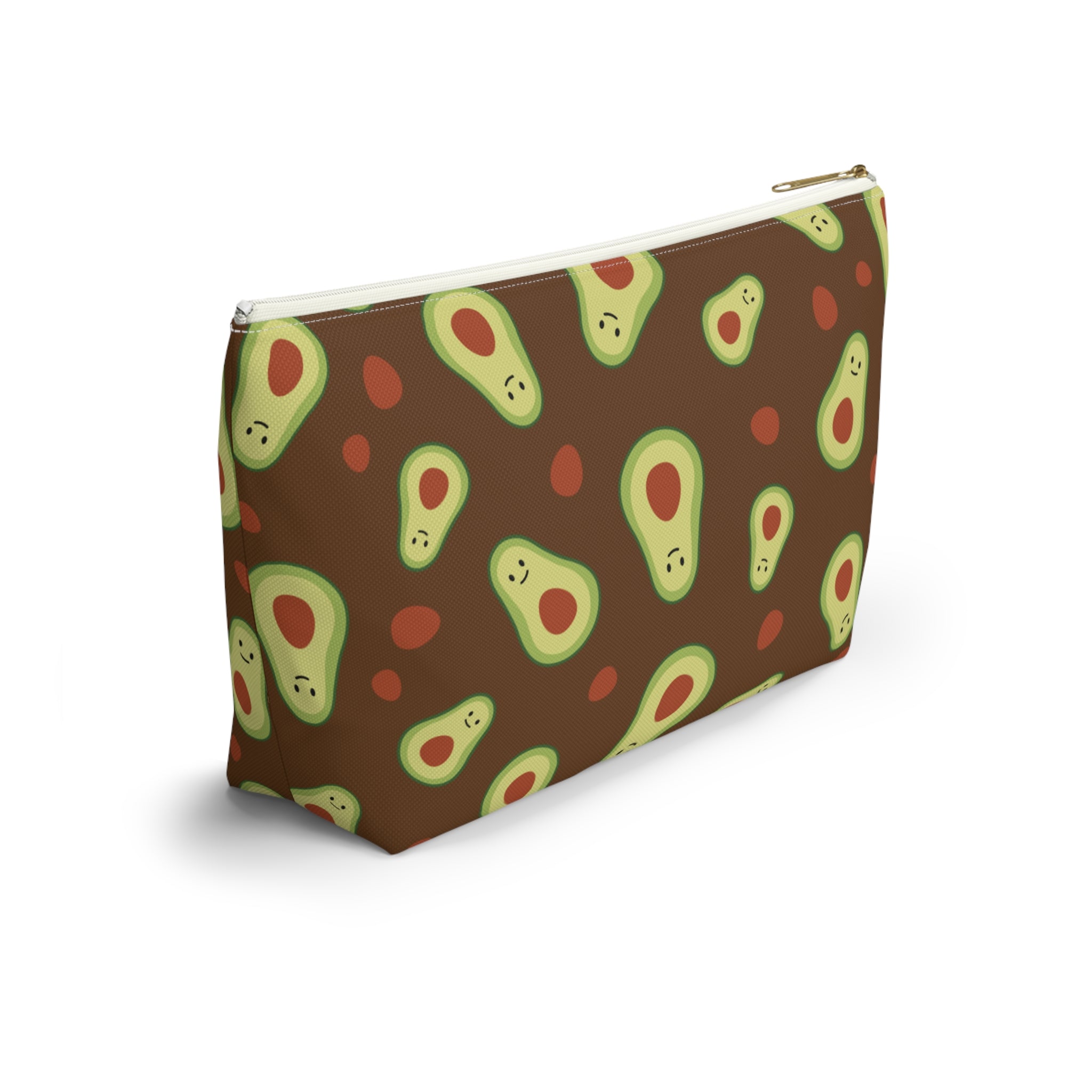 Cute Avocado Accessory Pouch, Zippered Makeup Bag, Pencil Case, Fun Gift for Food Lovers, Cute Avocado Pattern, Eco-Friendly Storage