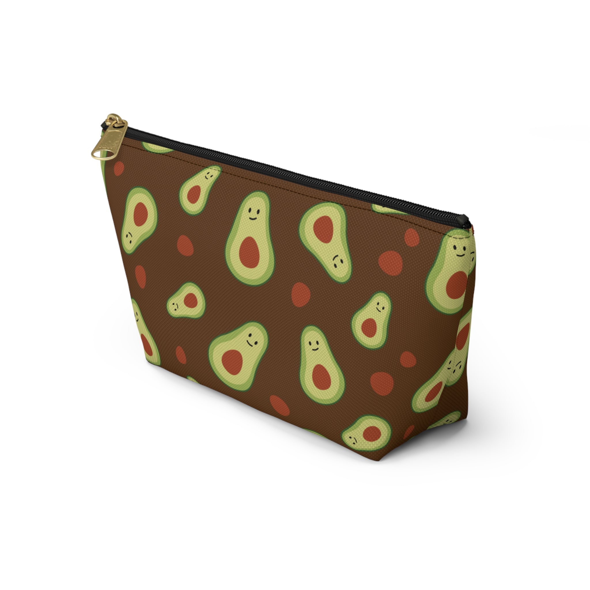 Cute Avocado Accessory Pouch, Zippered Makeup Bag, Pencil Case, Fun Gift for Food Lovers, Cute Avocado Pattern, Eco-Friendly Storage