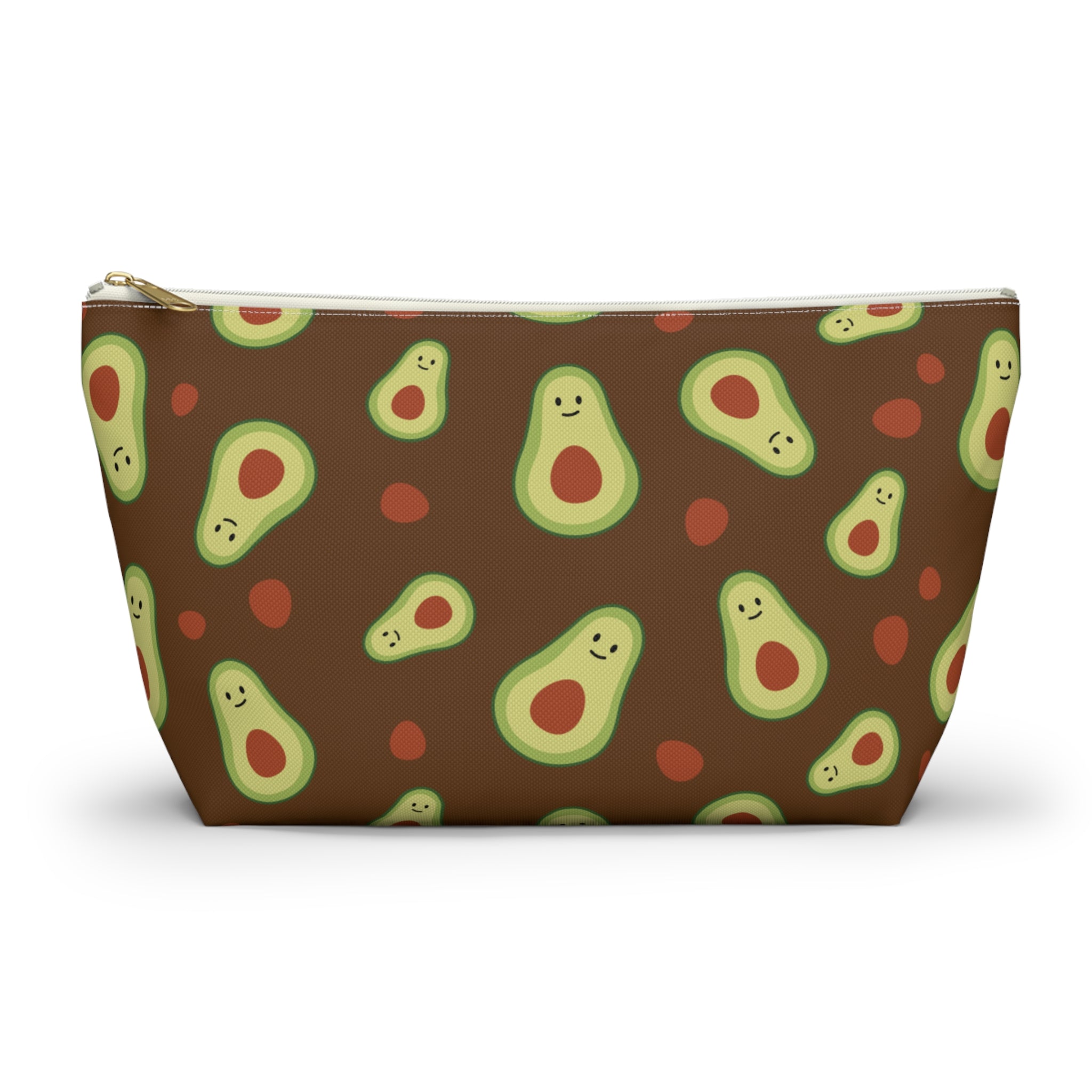 Cute Avocado Accessory Pouch, Zippered Makeup Bag, Pencil Case, Fun Gift for Food Lovers, Cute Avocado Pattern, Eco-Friendly Storage