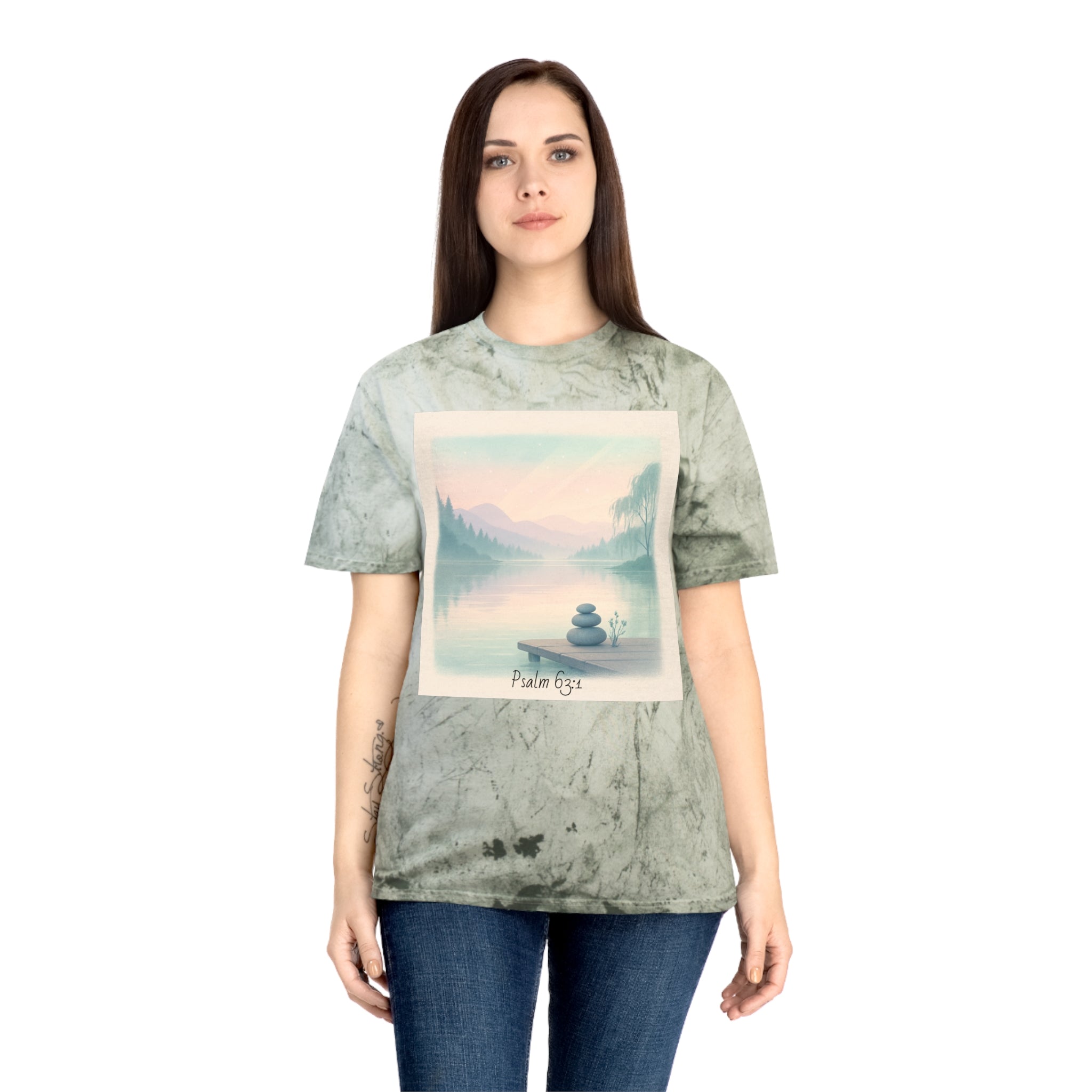 Serene Landscape T-Shirt, Relaxed Fit, Nature Lover Gift, Decorative Tee, Adventure Apparel, Meditation Top