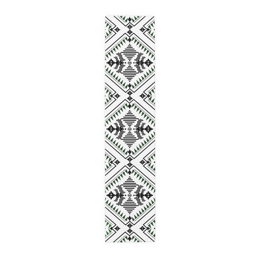 Aztec Pattern Cotton-Poly Table Runner — Southwestern Tribal Dining Decor