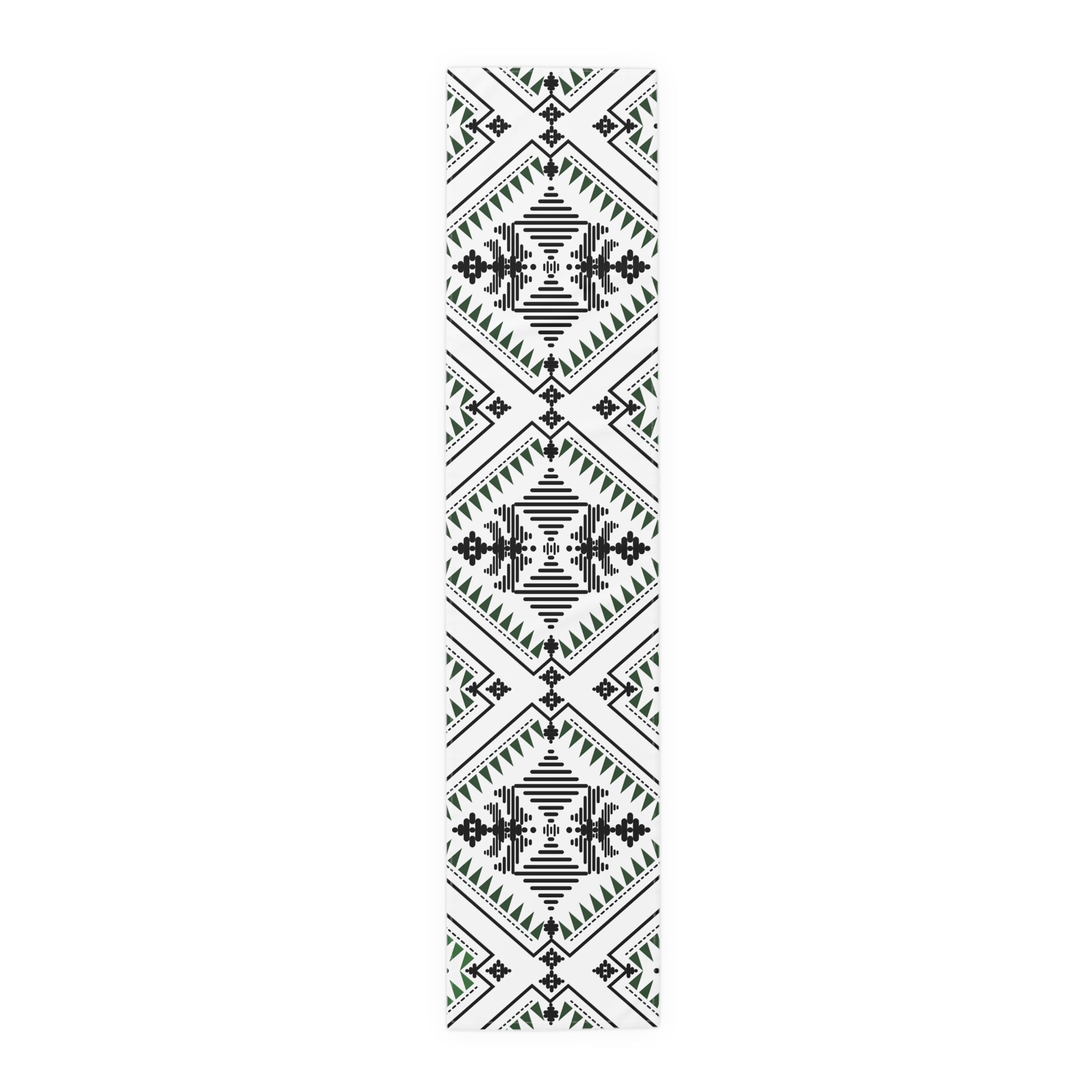 Aztec Pattern Cotton-Poly Table Runner — Southwestern Tribal Dining Decor