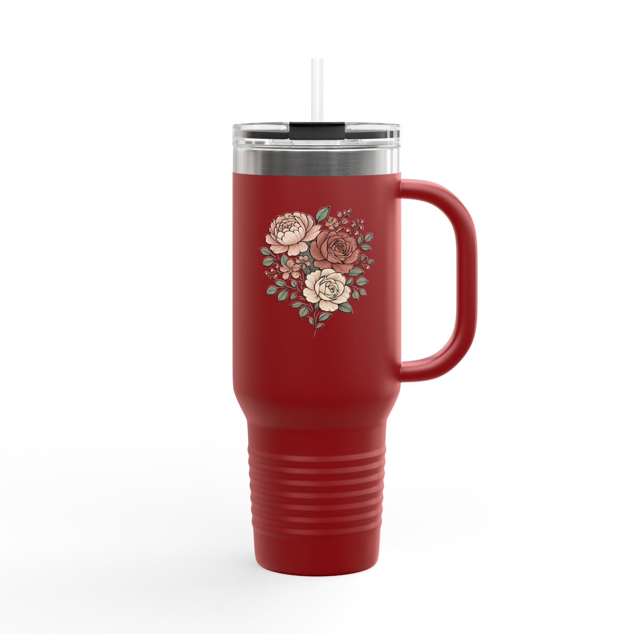 Floral Insulated Travel Mug - 40oz Reusable Drinkware for Coffee Lovers