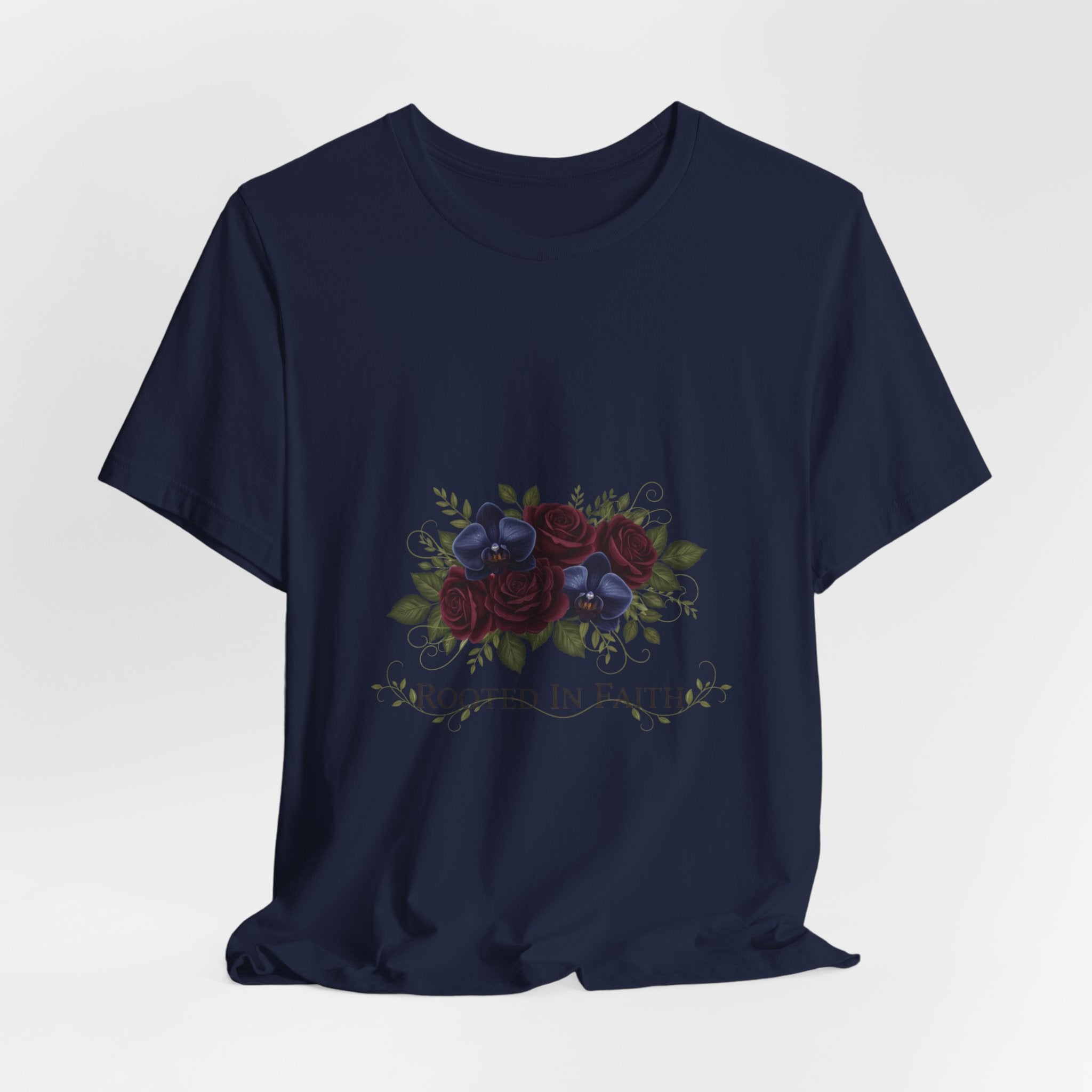 Rooted in Faith Dark Floral T-Shirt
