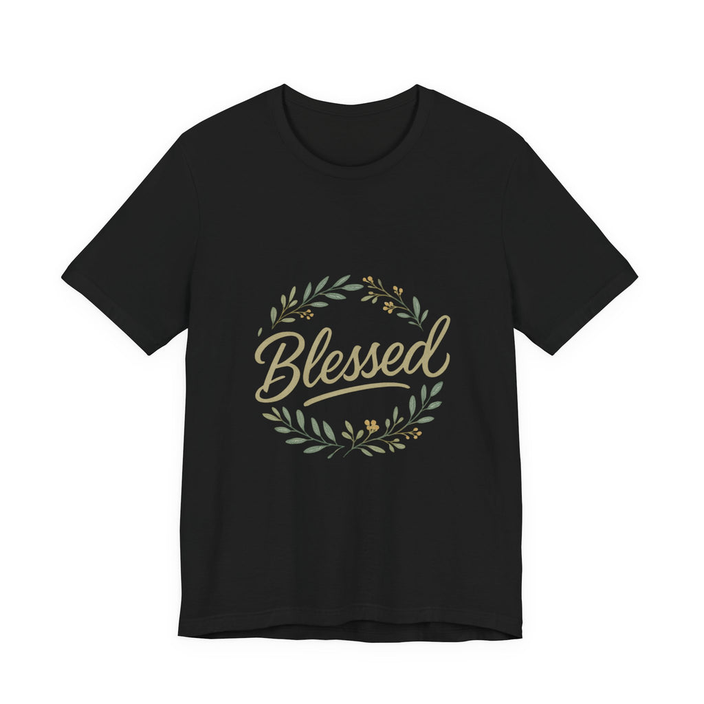 Blessed Floral Tee — "Blessed" Script T-Shirt with Wreath