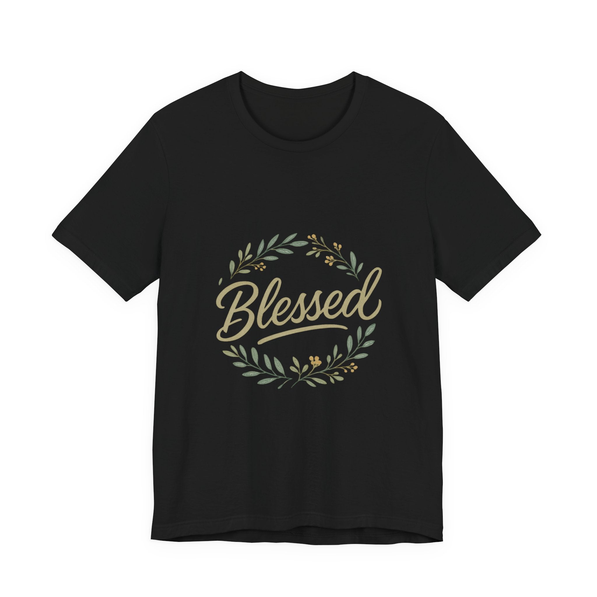 Blessed Floral Tee — "Blessed" Script T-Shirt with Wreath