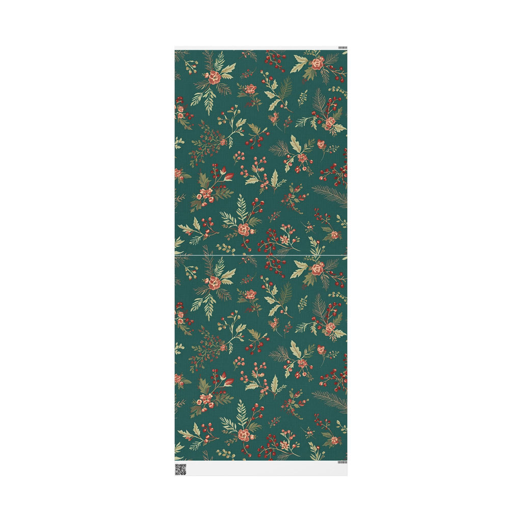 Green Floral Christmas Wrapping Paper