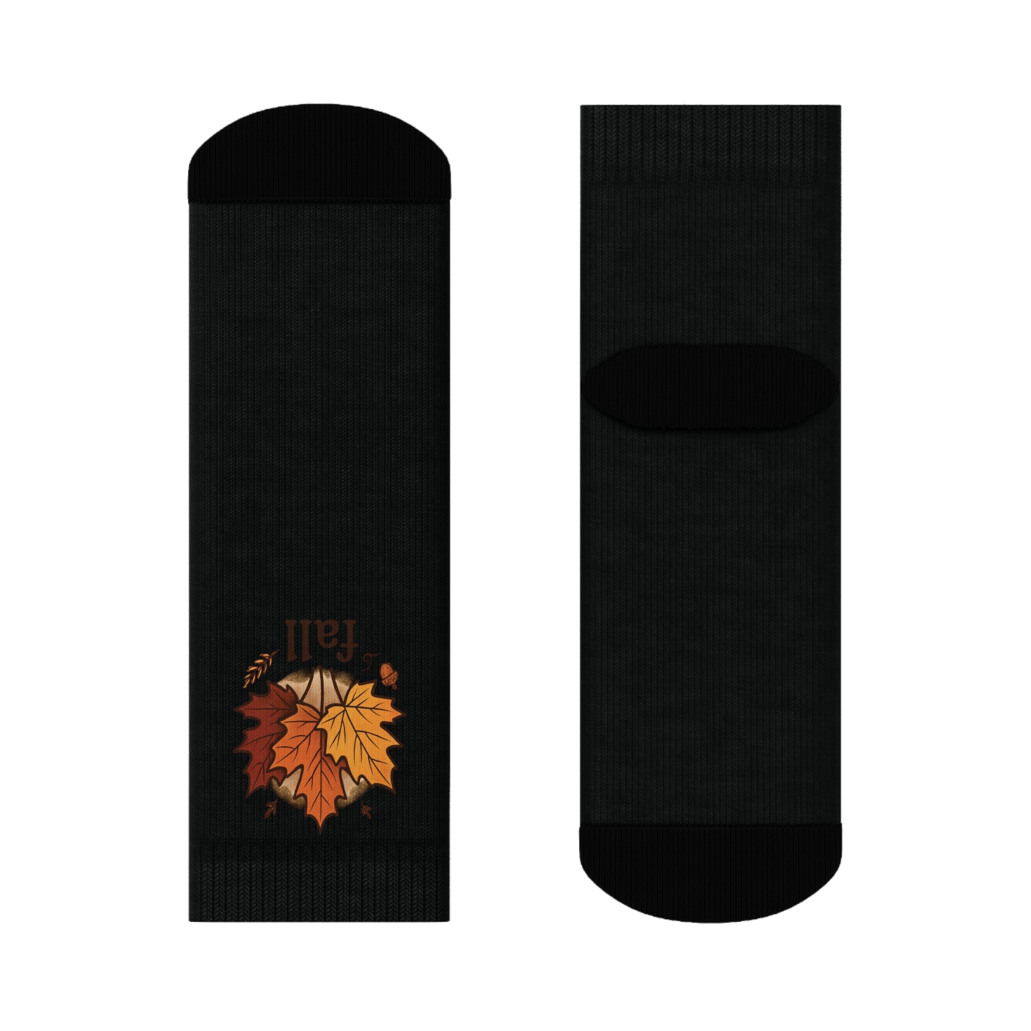 Autumn-Themed Crew Socks with Leaf Design, Cozy Socks for Fall, Perfect Gift for Thanksgiving, Casual Everyday Wear, Unique Sock Collection