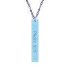Psalm 121:5 Engraved Vertical Bar Necklace — Inspirational Scripture Pendant