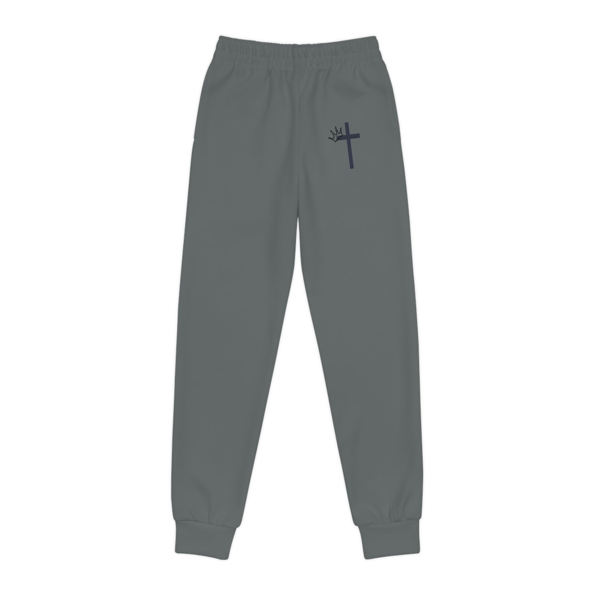 Youth Joggers with Cross Crest — Christian Sweatpants for Kids