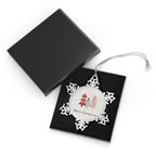 Merry Christmas Pewter Snowflake Ornament