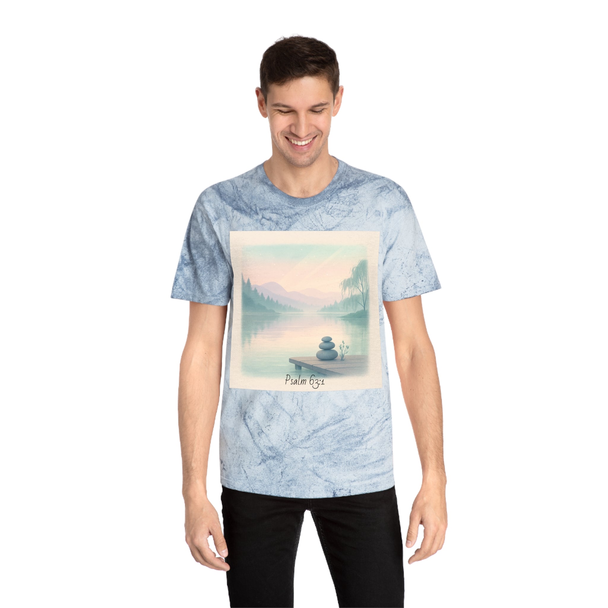 Serene Landscape T-Shirt, Relaxed Fit, Nature Lover Gift, Decorative Tee, Adventure Apparel, Meditation Top