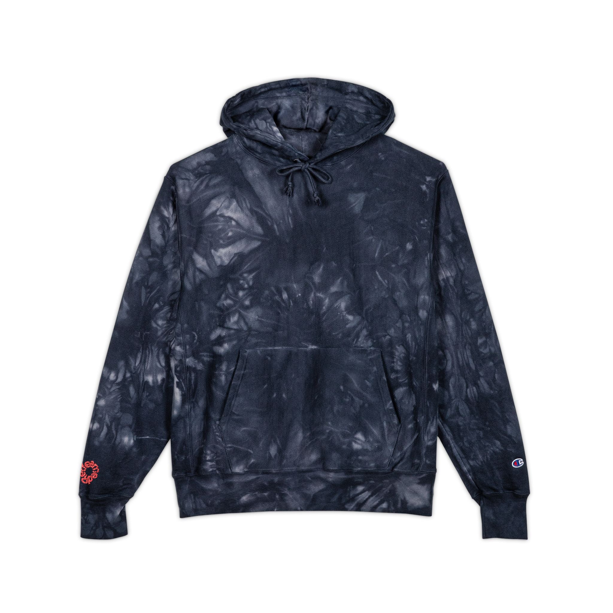 Unisex Tie-Dye Champion Hoodie, Cozy Tie-Dye Sweatshirt, Embroidered Hoodie Gift, Streetwear Fashion, Trendy Casual Wear-Redeemed on right wrist
