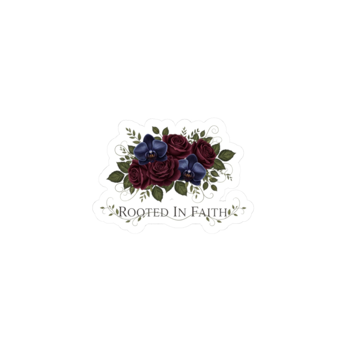 Rooted in Faith Moody Floral Sticker | Gothic Rose Midnight Bloom