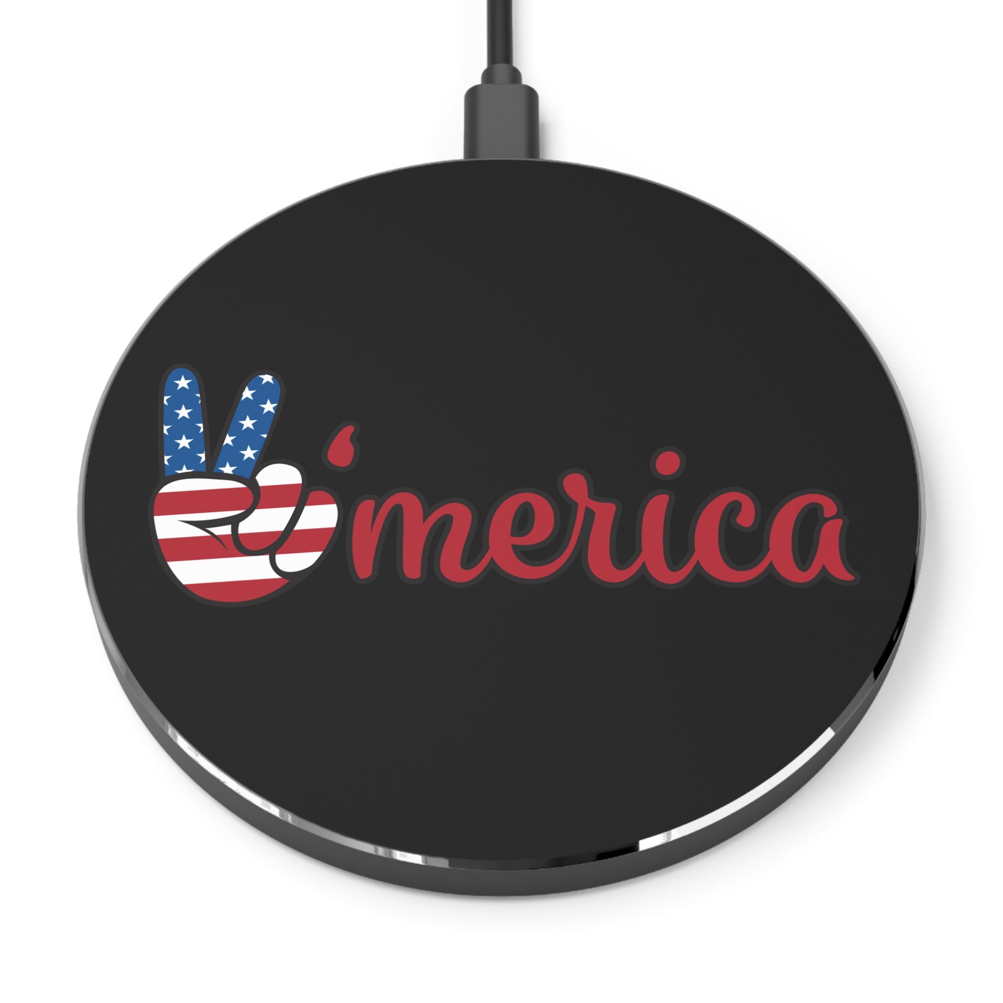 Patriotic Wireless Charger, Red White Blue Charging Pad, USA Design Charger, Fast Qi Charger, Gift for America Lovers