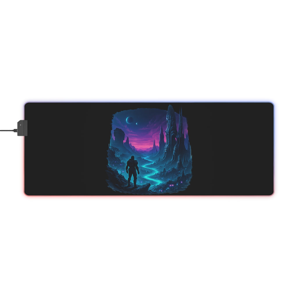 LED Gaming Mouse Pad with Cosmic Landscape Design | Gamer Accessories, Desk Decor, Office Gift, Unique Gaming Setup, LED Light