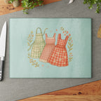Vintage Apron Glass Cutting Board