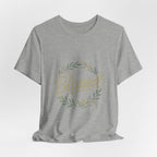 Blessed Floral Tee — "Blessed" Script T-Shirt with Wreath