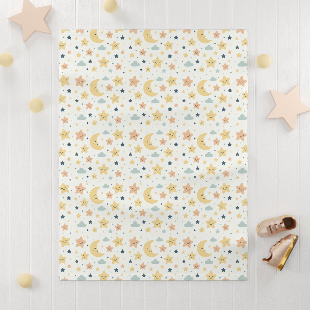 Cozy Fleece Baby Blanket - Starry Night Pattern, Soft Baby Shower Gift, Nursery Decor, Toddler Comfort, Infant Sleep Blanket