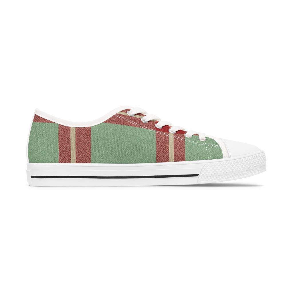 Cute Green & Red Women's Low Top Sneakers — Stylish Casual Shoes