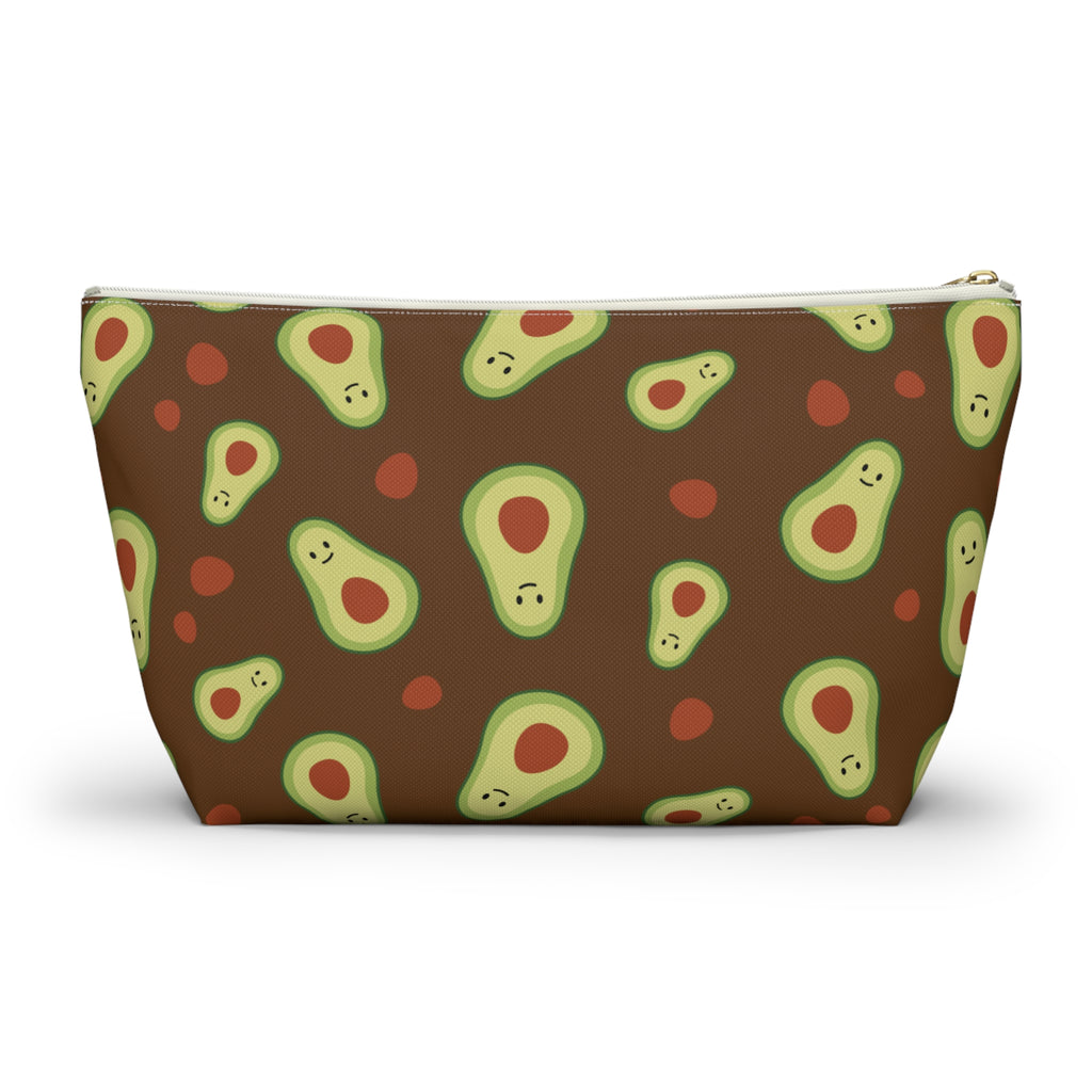 Cute Avocado Accessory Pouch, Zippered Makeup Bag, Pencil Case, Fun Gift for Food Lovers, Cute Avocado Pattern, Eco-Friendly Storage