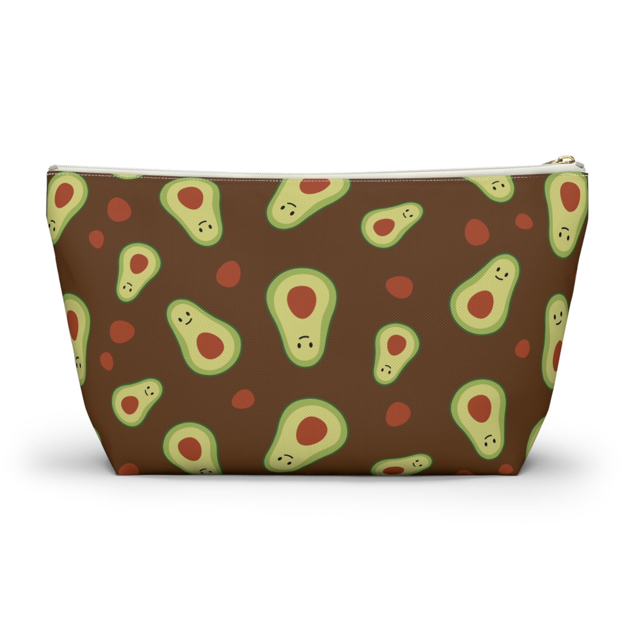 Cute Avocado Accessory Pouch, Zippered Makeup Bag, Pencil Case, Fun Gift for Food Lovers, Cute Avocado Pattern, Eco-Friendly Storage