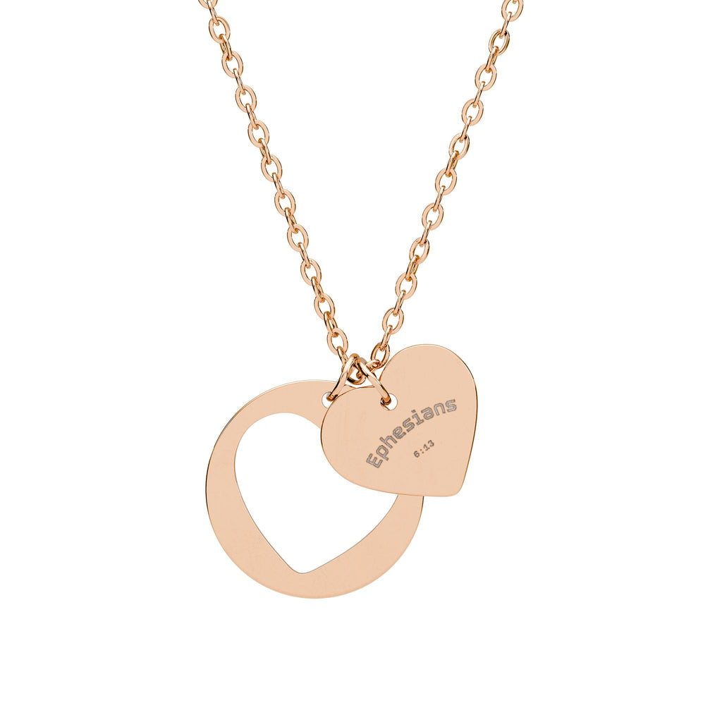 Ephesians 6:13 Heart Cutout Necklace — Engraved 'Put On the Whole Armor of God'