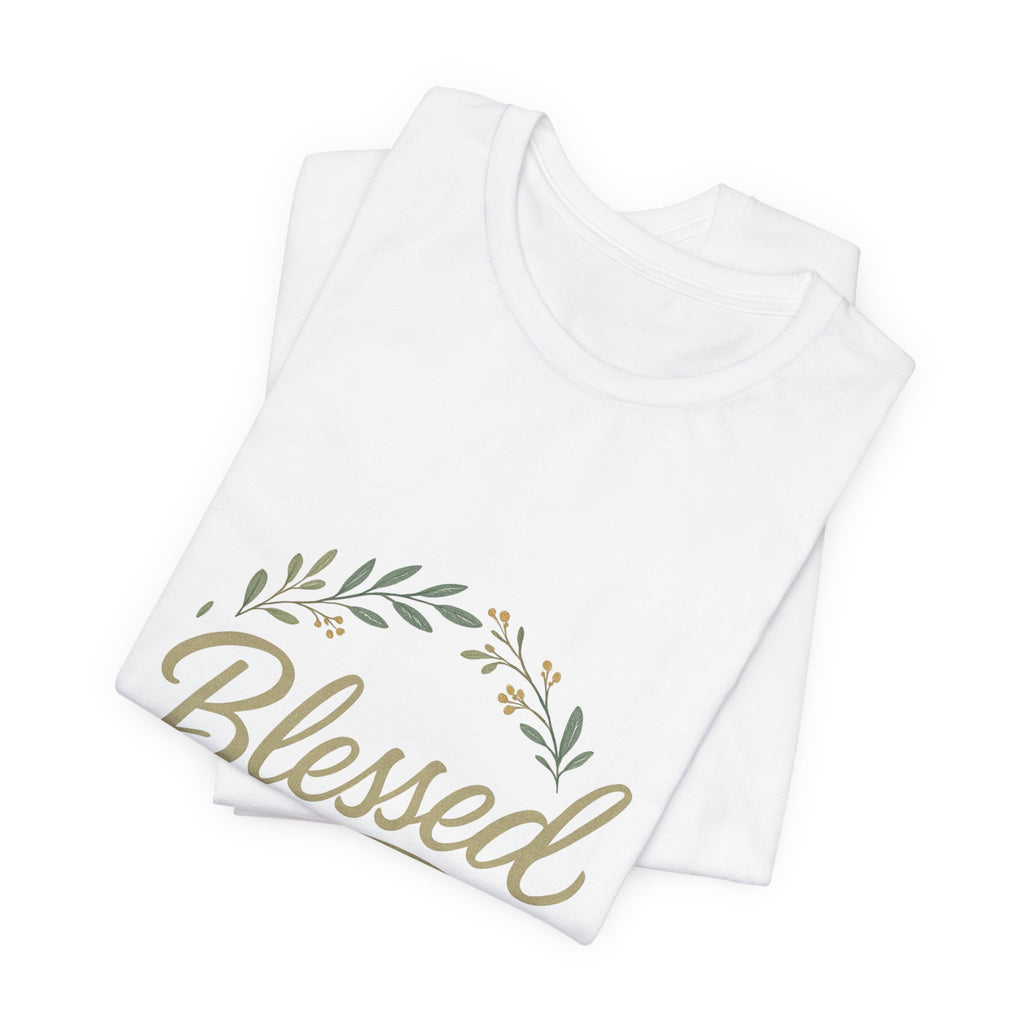 Blessed Floral Tee — "Blessed" Script T-Shirt with Wreath