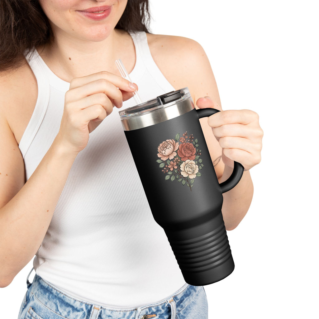 Floral Insulated Travel Mug - 40oz Reusable Drinkware for Coffee Lovers