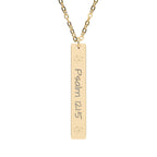 Psalm 121:5 Engraved Vertical Bar Necklace — Inspirational Scripture Pendant