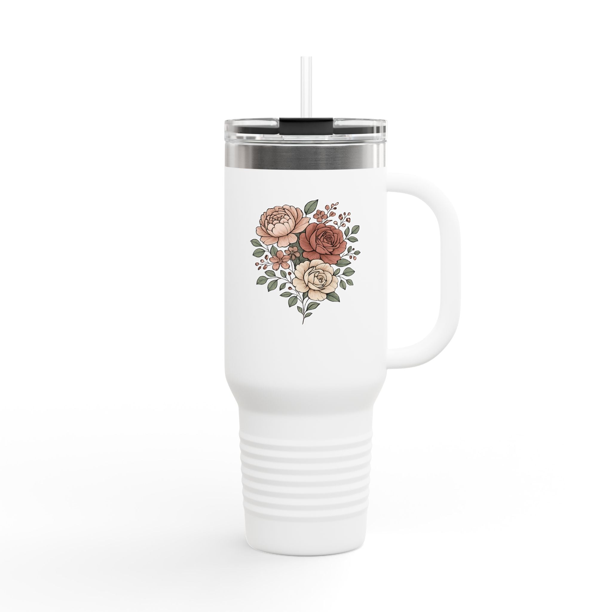 Floral Insulated Travel Mug - 40oz Reusable Drinkware for Coffee Lovers