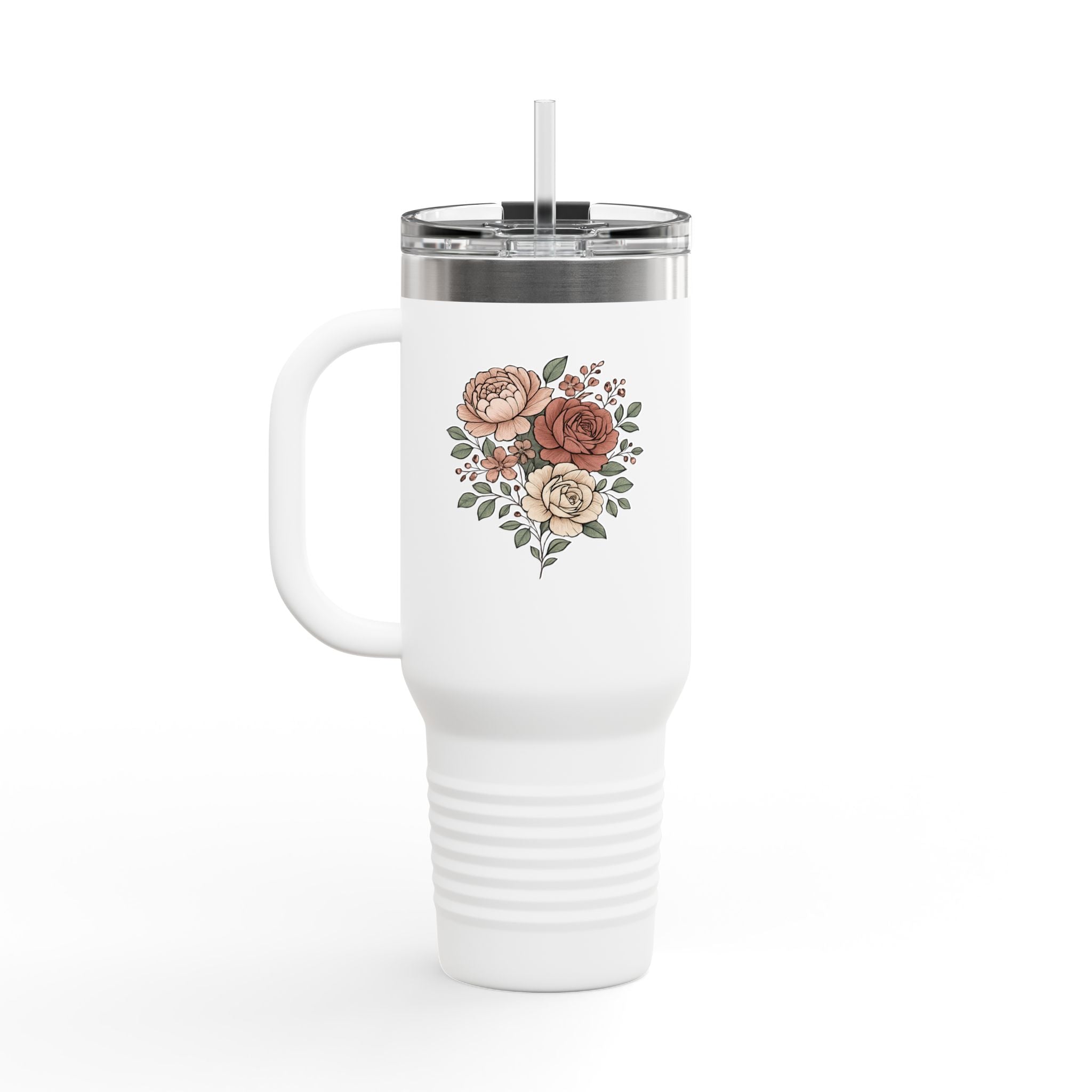 Floral Insulated Travel Mug - 40oz Reusable Drinkware for Coffee Lovers