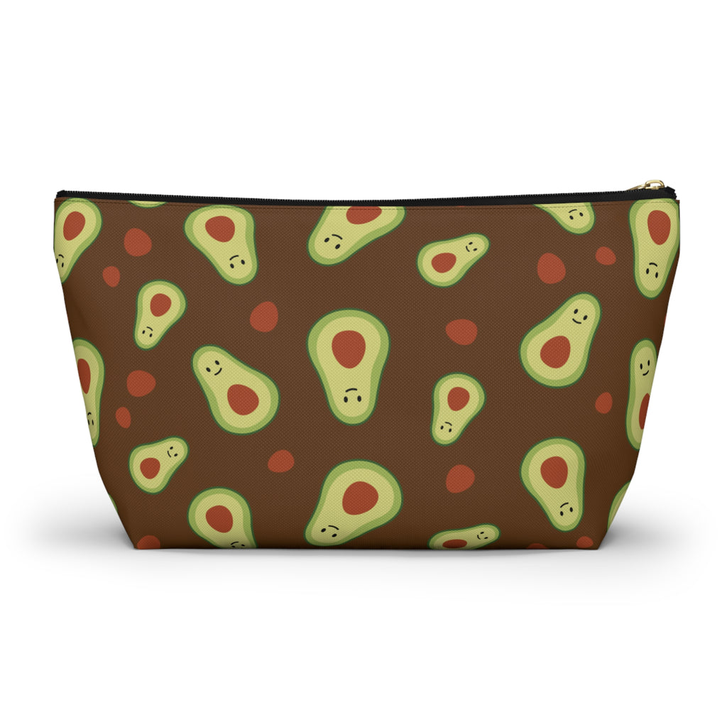 Cute Avocado Accessory Pouch, Zippered Makeup Bag, Pencil Case, Fun Gift for Food Lovers, Cute Avocado Pattern, Eco-Friendly Storage