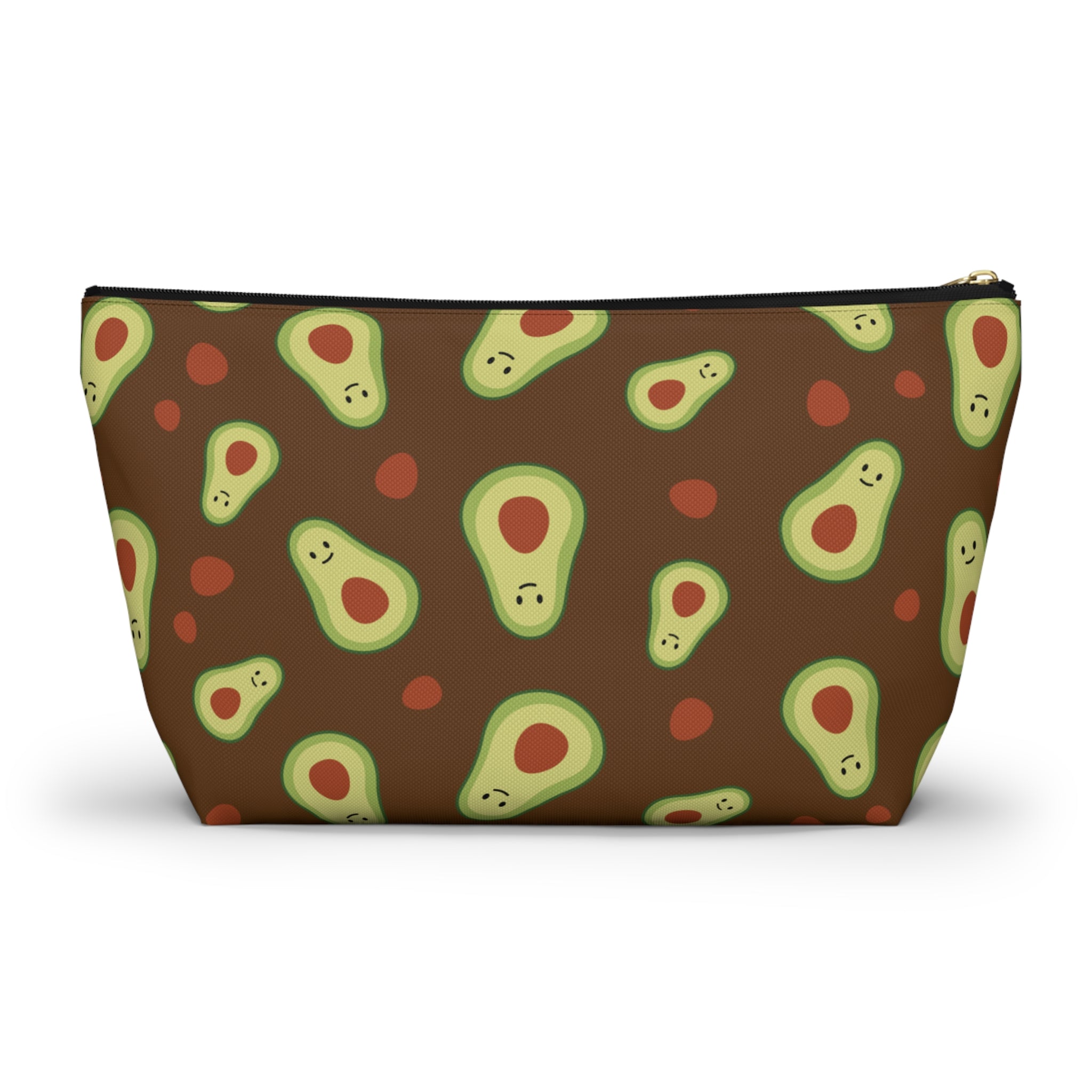 Cute Avocado Accessory Pouch, Zippered Makeup Bag, Pencil Case, Fun Gift for Food Lovers, Cute Avocado Pattern, Eco-Friendly Storage