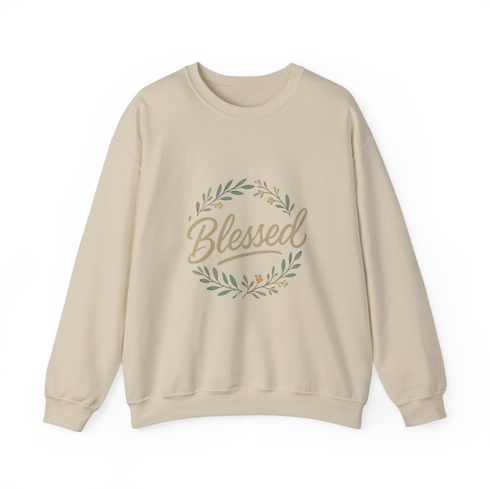 Blessed Crewneck Sweatshirt — Floral Wreath Faith Pullover