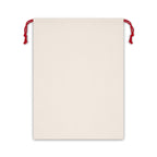 Merry Christmas Wreath Gift Bag — Holiday Drawstring Gift Sack with Cardinal