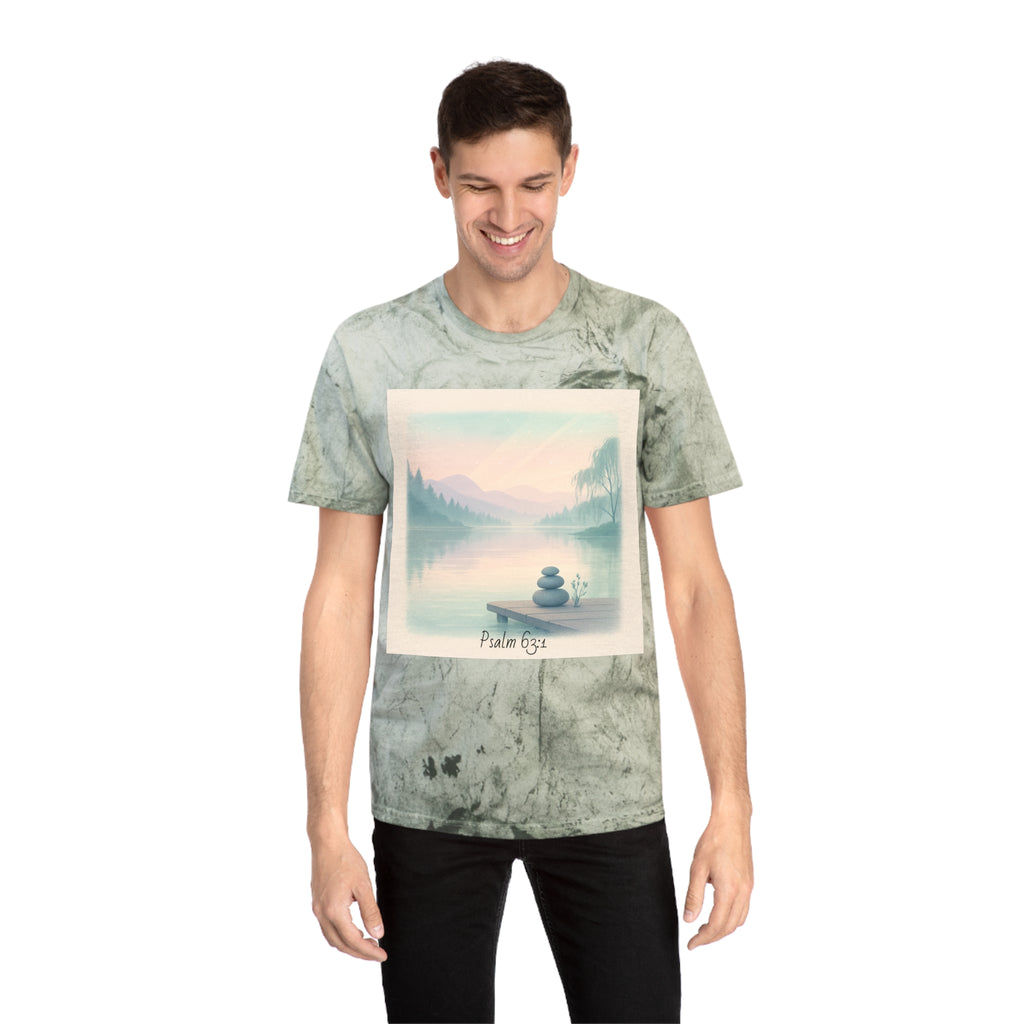 Serene Landscape T-Shirt, Relaxed Fit, Nature Lover Gift, Decorative Tee, Adventure Apparel, Meditation Top