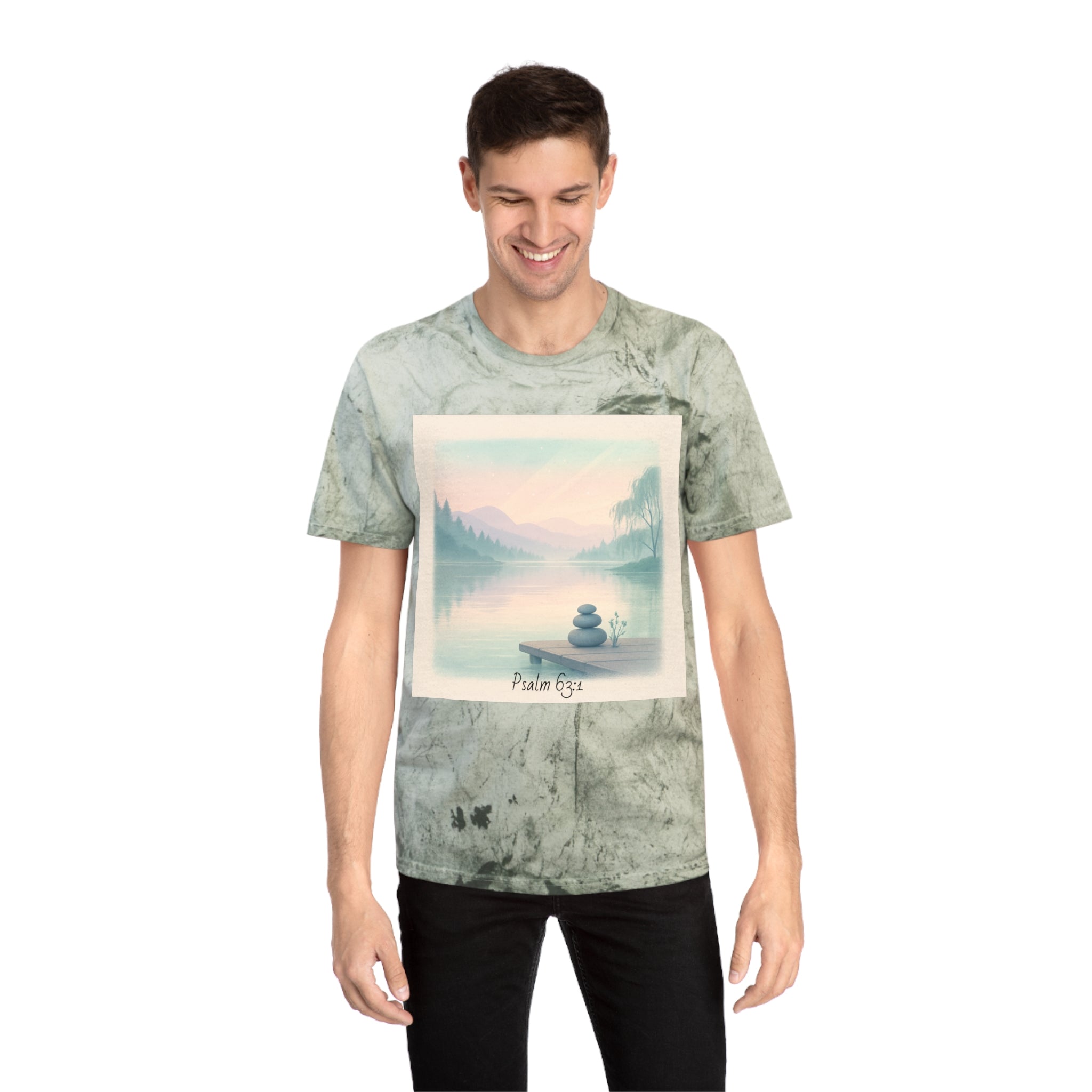 Serene Landscape T-Shirt, Relaxed Fit, Nature Lover Gift, Decorative Tee, Adventure Apparel, Meditation Top