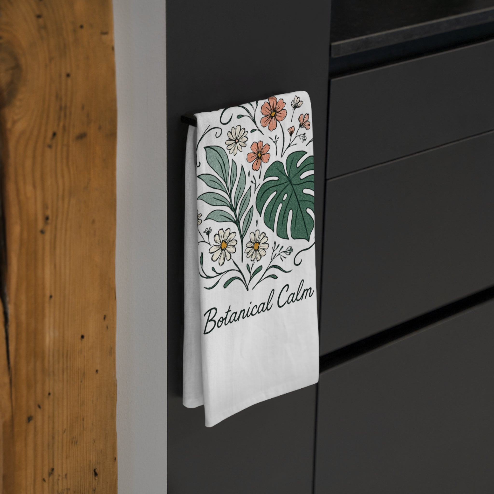 Botanical Calm Tea Towel, Kitchen Decor, Floral Art, Home Gift, Eco-Friendly Kitchen, Housewarming Gift, Botanical Theme