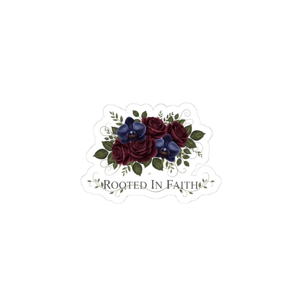 Rooted in Faith Moody Floral Sticker | Gothic Rose Midnight Bloom