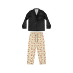 Satin Pajama Set – Heart Cookie Print Lounge PJs for Women