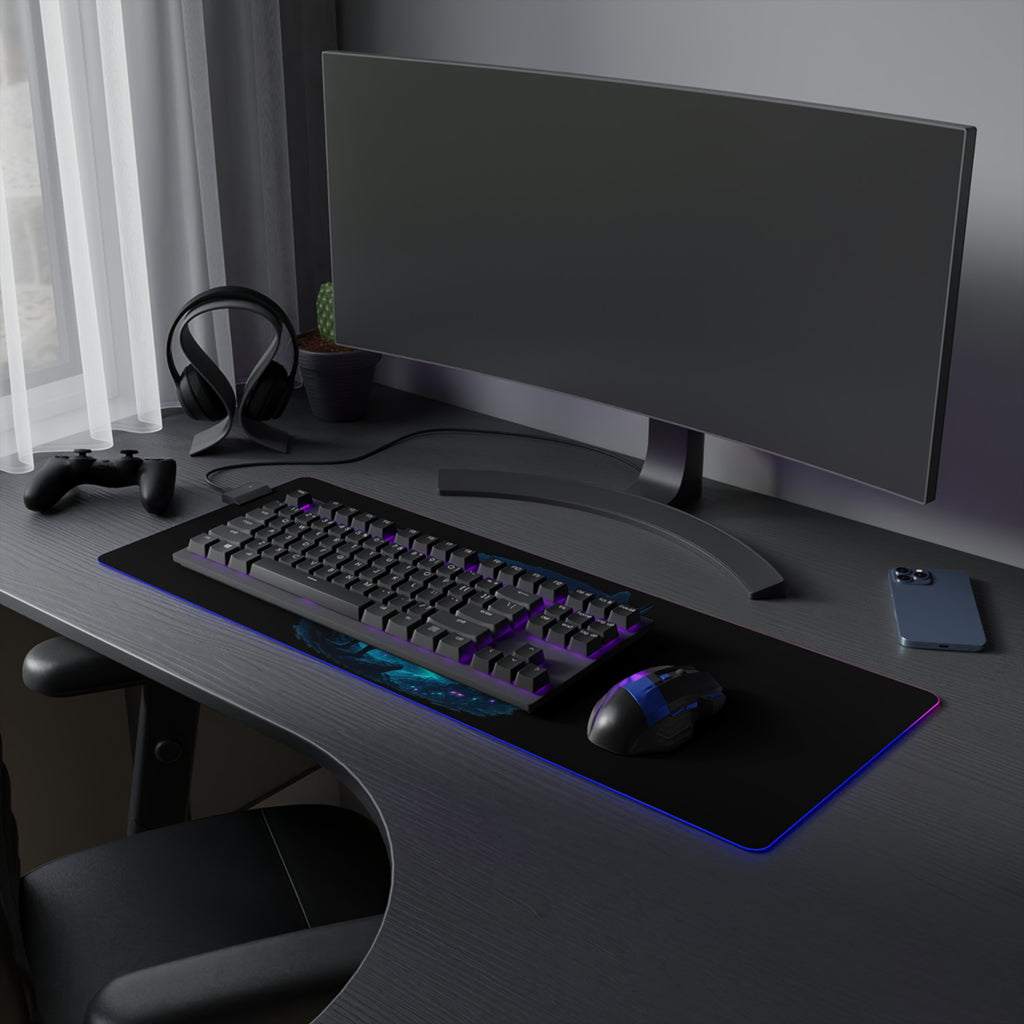 LED Gaming Mouse Pad with Cosmic Landscape Design | Gamer Accessories, Desk Decor, Office Gift, Unique Gaming Setup, LED Light