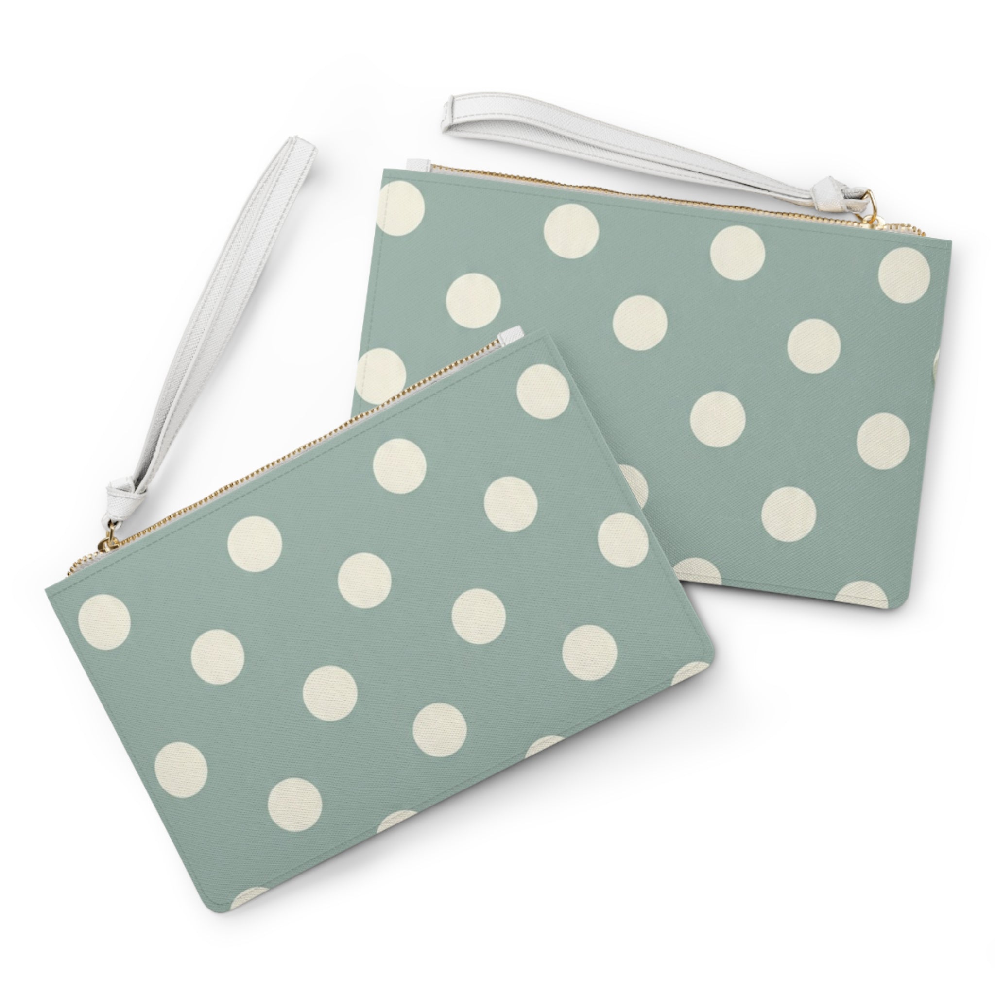 Light Green Polka Dot Clutch Bag — Cute Handheld Evening Clutch