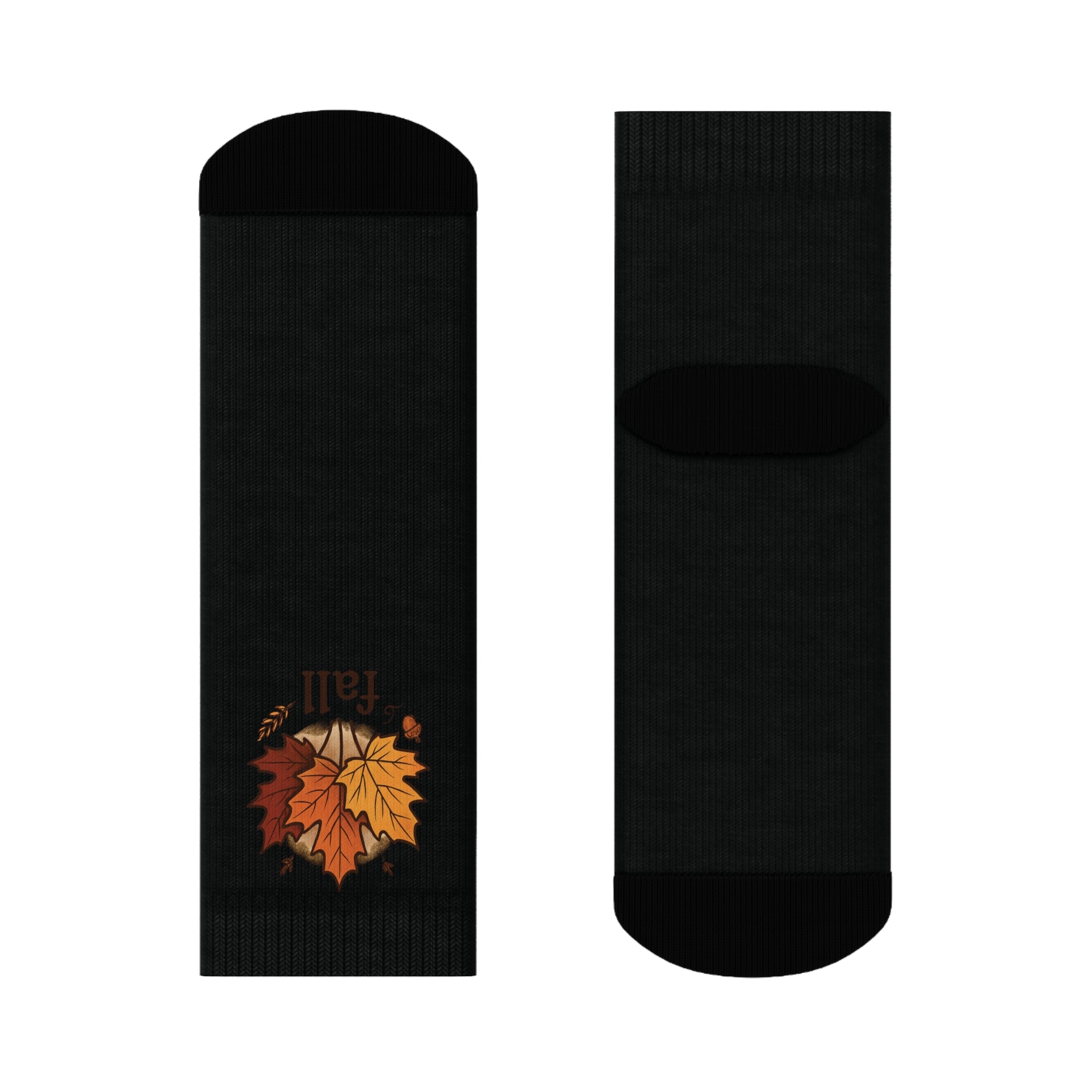 Autumn-Themed Crew Socks with Leaf Design, Cozy Socks for Fall, Perfect Gift for Thanksgiving, Casual Everyday Wear, Unique Sock Collection