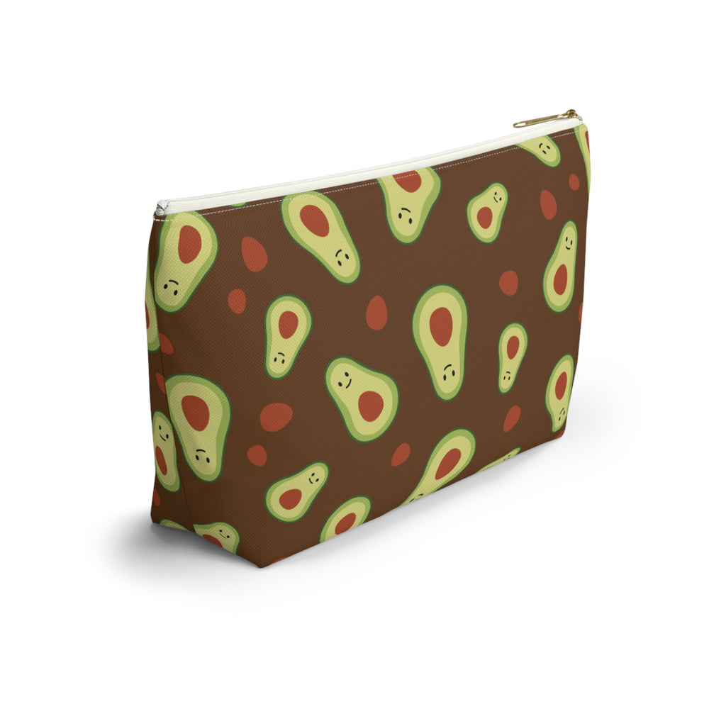 Cute Avocado Accessory Pouch, Zippered Makeup Bag, Pencil Case, Fun Gift for Food Lovers, Cute Avocado Pattern, Eco-Friendly Storage
