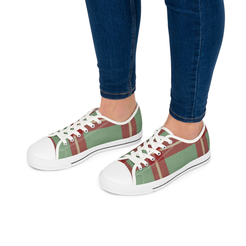 Cute Green & Red Women's Low Top Sneakers — Stylish Casual Shoes