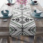 Aztec Pattern Cotton-Poly Table Runner — Southwestern Tribal Dining Decor
