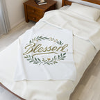 Blessed Velveteen Plush Blanket — Floral Wreath Cozy Throw