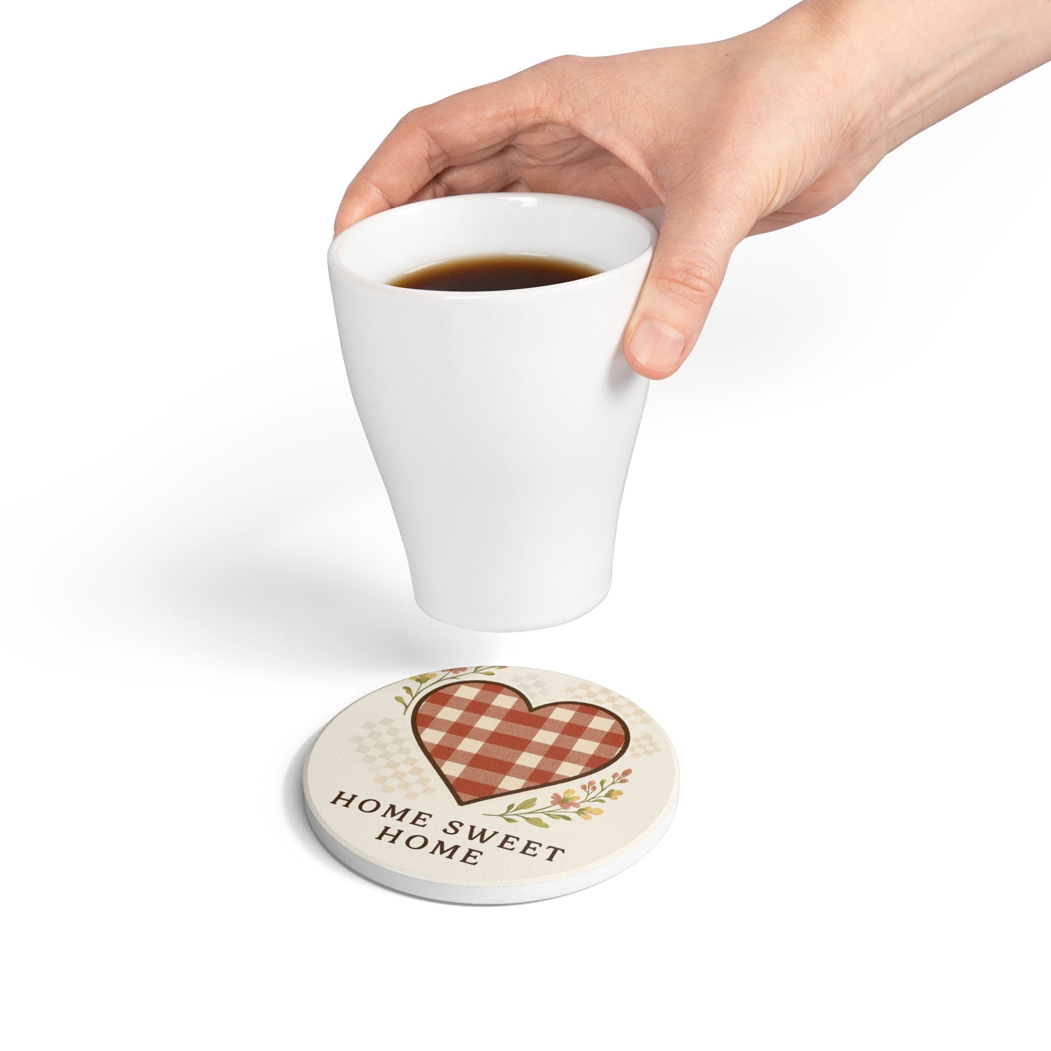 Home Sweet Home Coaster, Ceramic Drink Coaster, Rustic Table Decor, Housewarming Gift, Cozy Kitchen Accessory